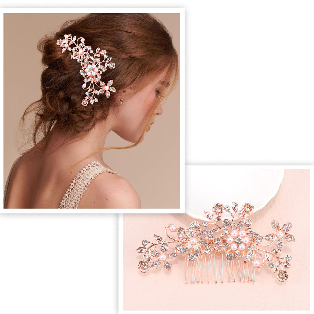 Chanaco comb placed in bridal updo providing secure, decorative hold