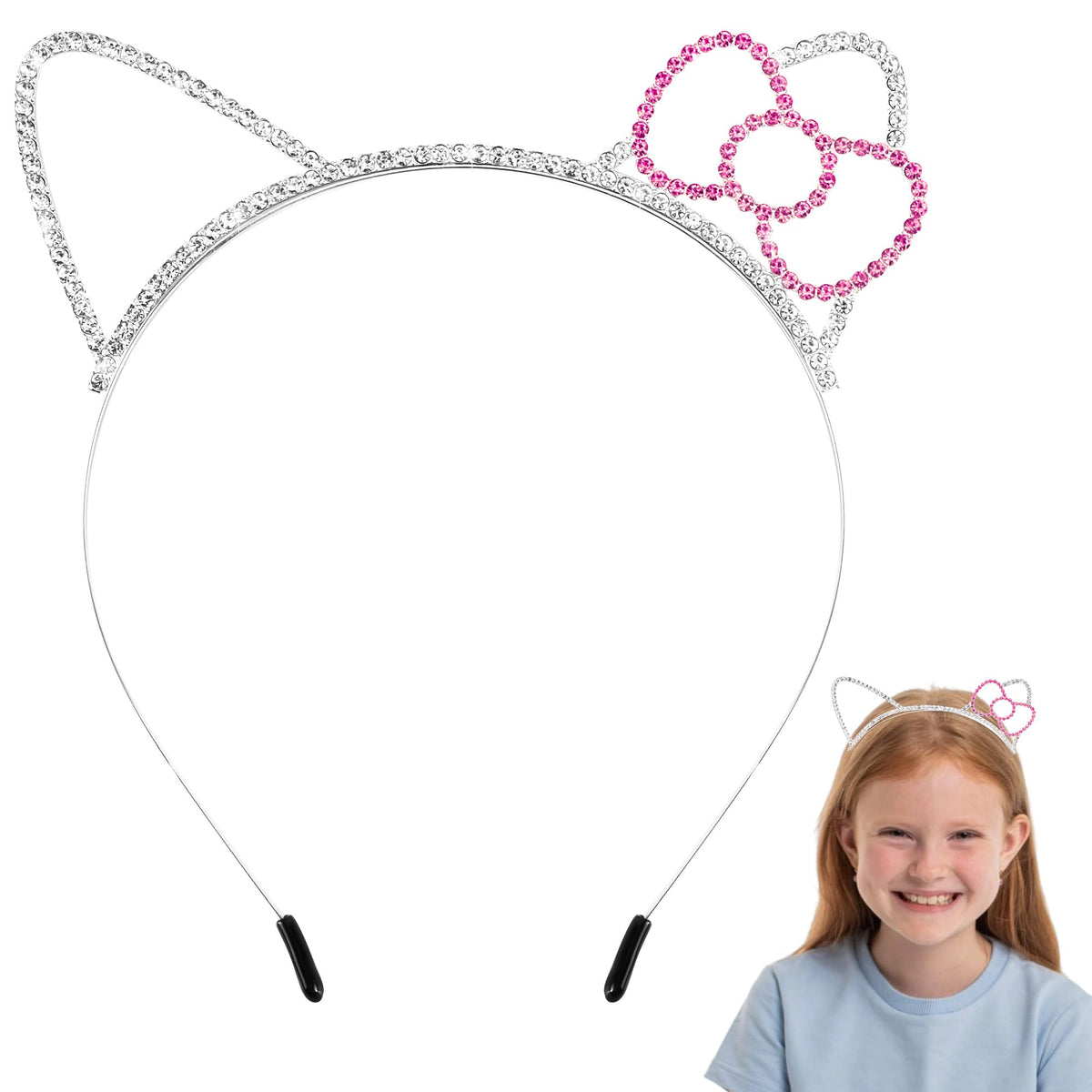 Chanaco cat ears headband front view showing sparkle and cute shape, adds party-ready shine