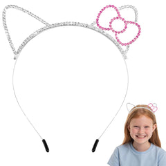 Chanaco cat ears headband front view showing sparkle and cute shape, adds party-ready shine