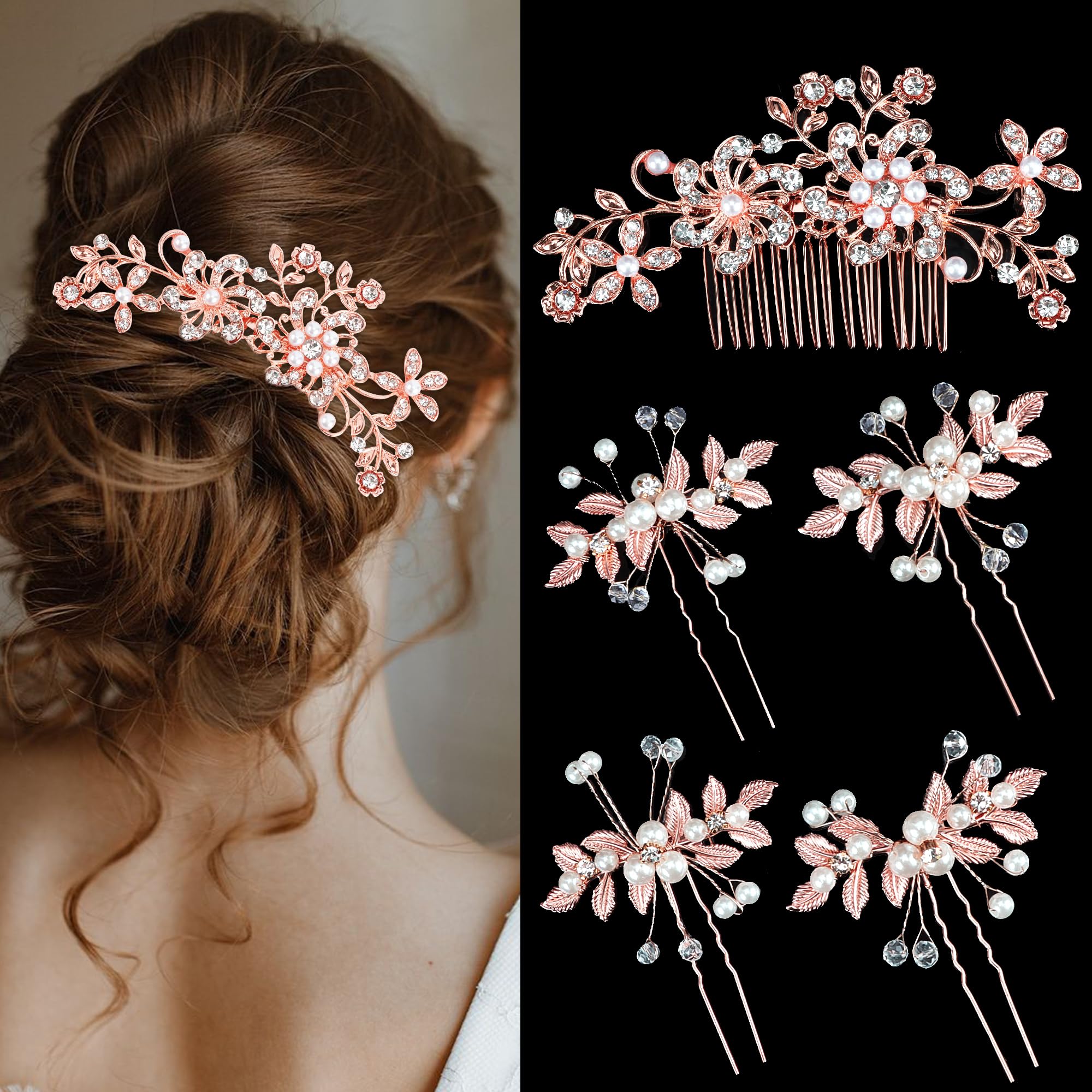 Chanaco front view of comb and pins showing elegant set and reliable hold