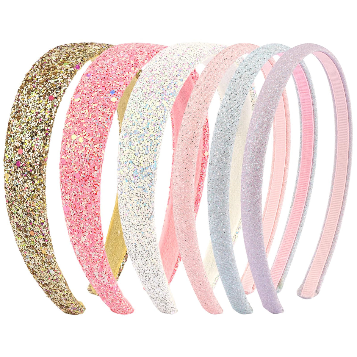 Chanaco front packaging showing six glitter headbands and bright colors
