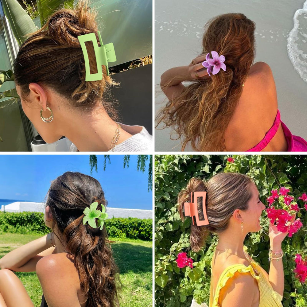 CHANDAT woman at beach wearing clips, travel-friendly styling that resists slipping