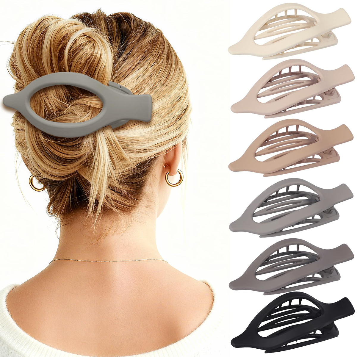 CHANDAT flat clips front packaging showing six neutral colors and compact design