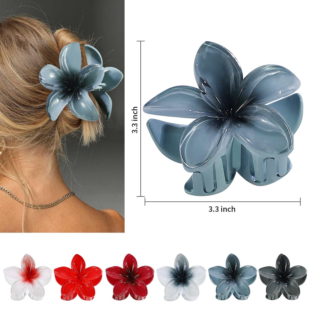 CHANDAT array of six dark-colored flower clips showing outfit-matching options