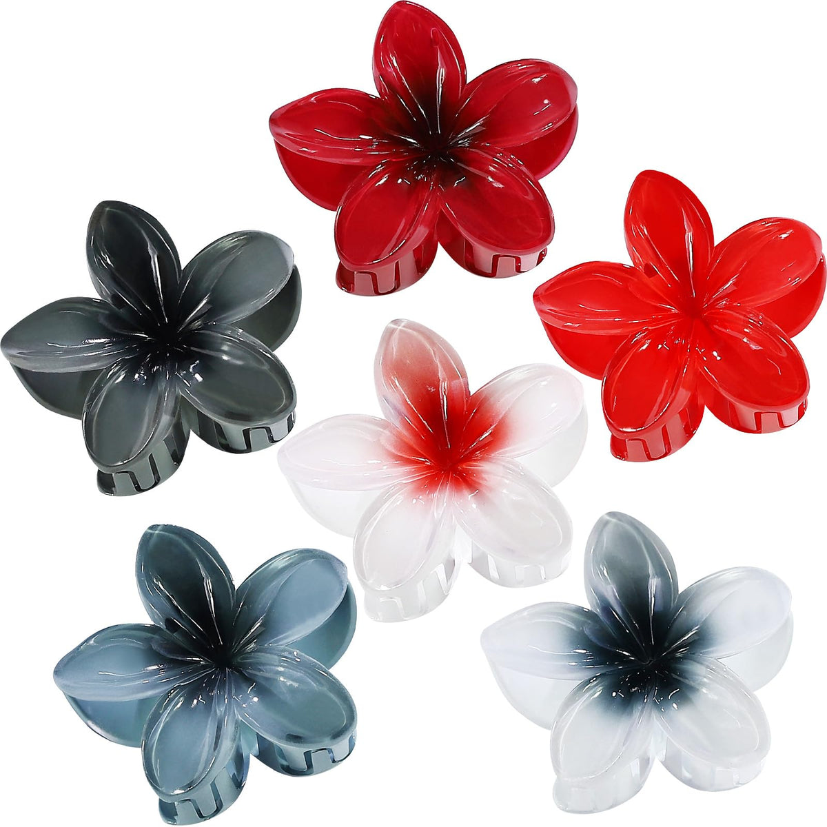 CHANDAT front view of six flower clips showing color mix and shape for styling