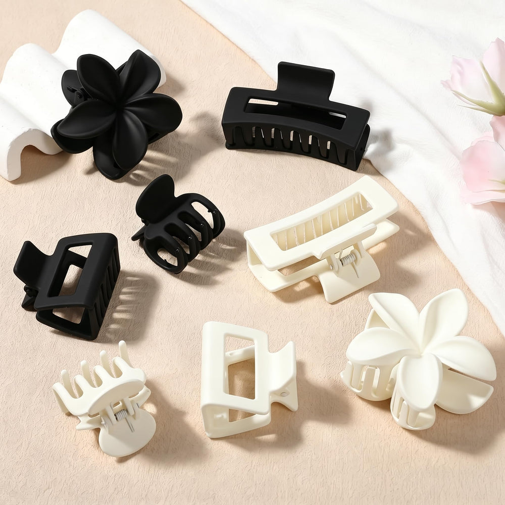 CHANDAT front view of eight matte clips showing white and black colors and set variety