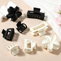 CHANDAT front view of eight matte clips showing white and black colors and set variety