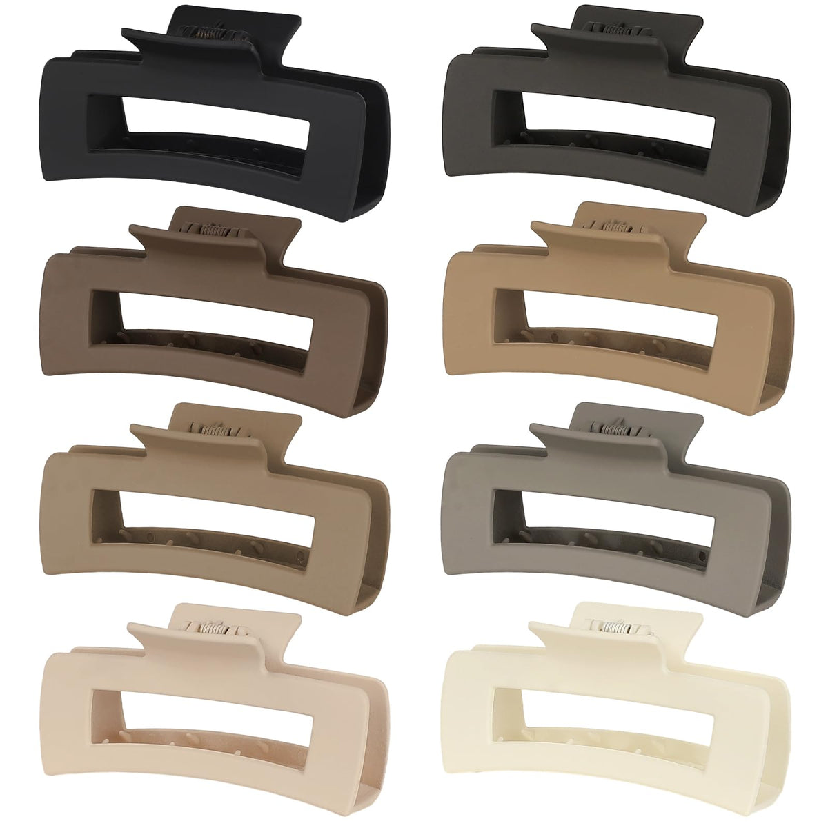 CHANDAT front view of eight coffee-tone clips showing colors and packaging, practical set