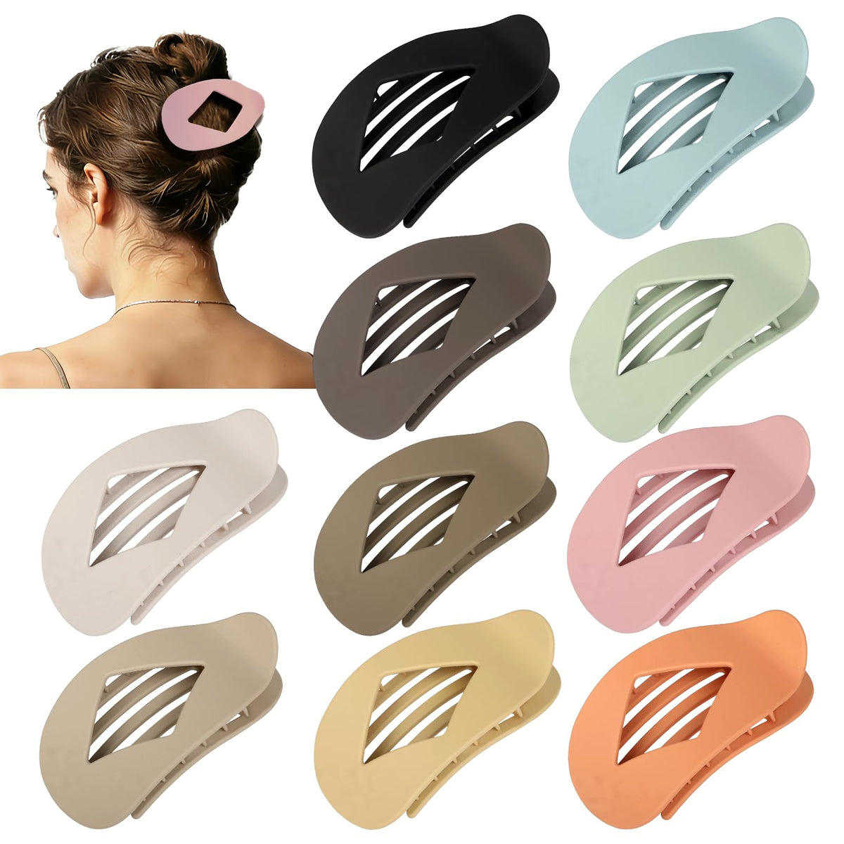 CHANDAT front view of ten matte flat clips showing color range and tidy packaging for gifting