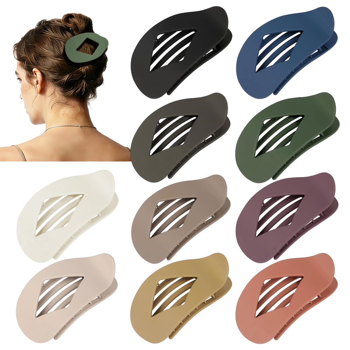 CHANDAT front view of 10-pack flat clips showing colors and packaging benefit convenience
