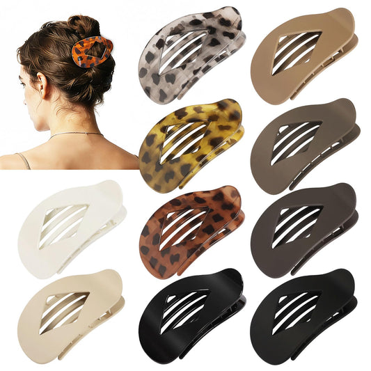 CHANDAT front view of the 10-pack flat hair clips showing mixed colors and layout for versatile styling