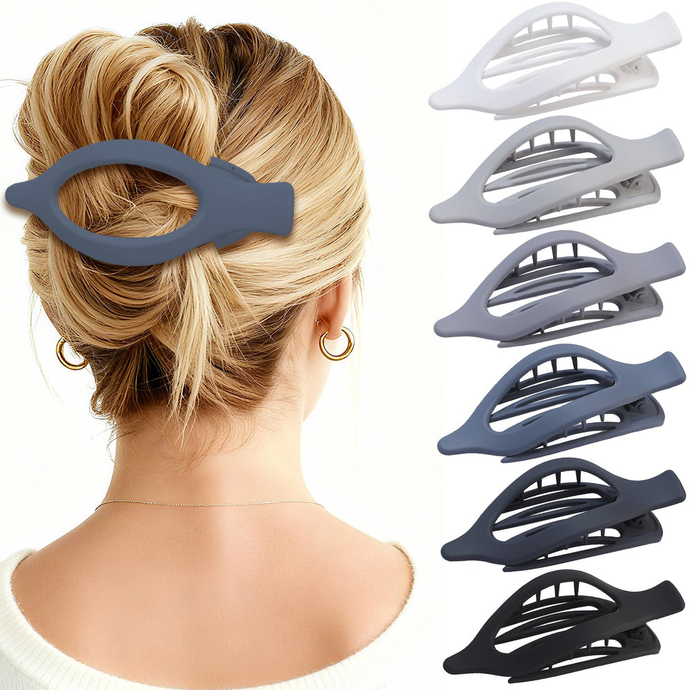 CHANDAT front view of six grey flat clips showing color range and neat packaging benefit: easy selection