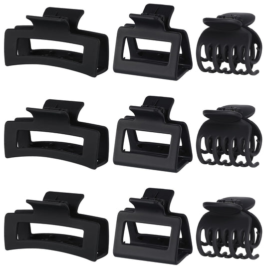 CHANDAT front view of nine black medium claw clips showing variety and utility