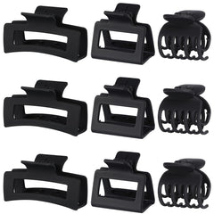 CHANDAT front view of nine black medium claw clips showing variety and utility