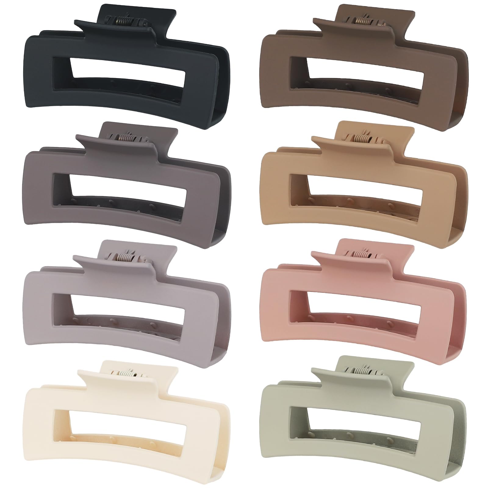 CHANDAT front view of eight large claw clips showing colors and grip, practical styling
