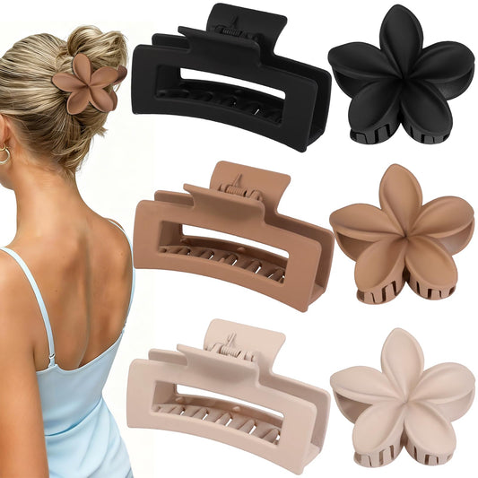 CHANDAT front view of 6-piece clip set showing brown tones and shapes, stylish accessory