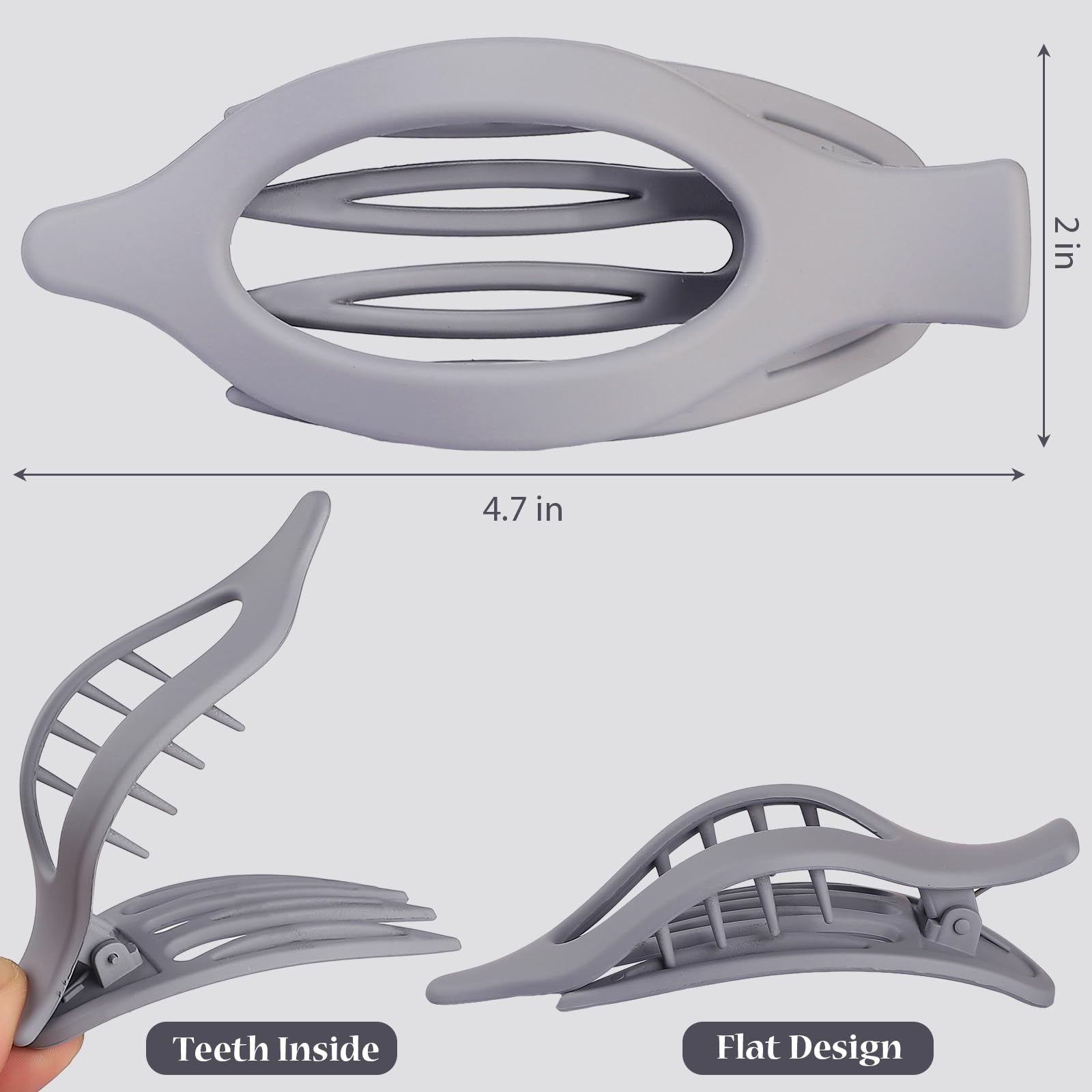 CHANDAT matte grey clip surface texture emphasizing smooth finish for scalp comfort