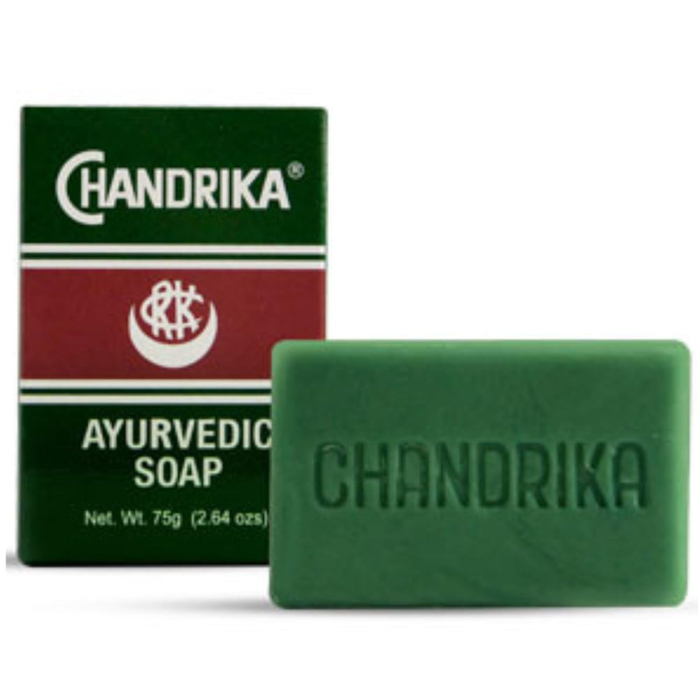 Chandrika soap lather on washcloth illustrating gentle foaming and effective cleansing benefit