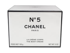 CHANEL N°5 body cream jar front view showing elegant packaging and luxury finish