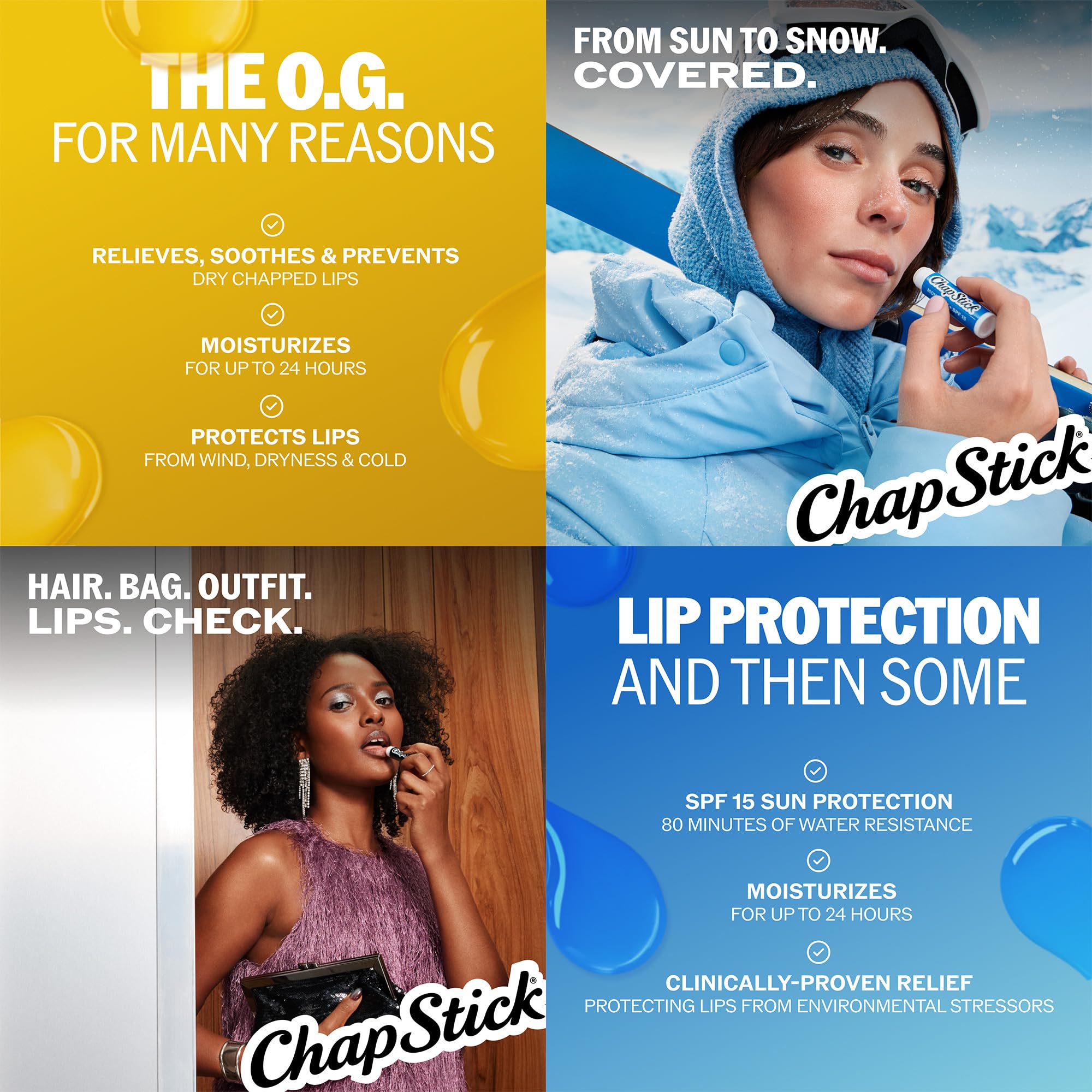 ChapStick being applied to lips demonstrating immediate soothing effect