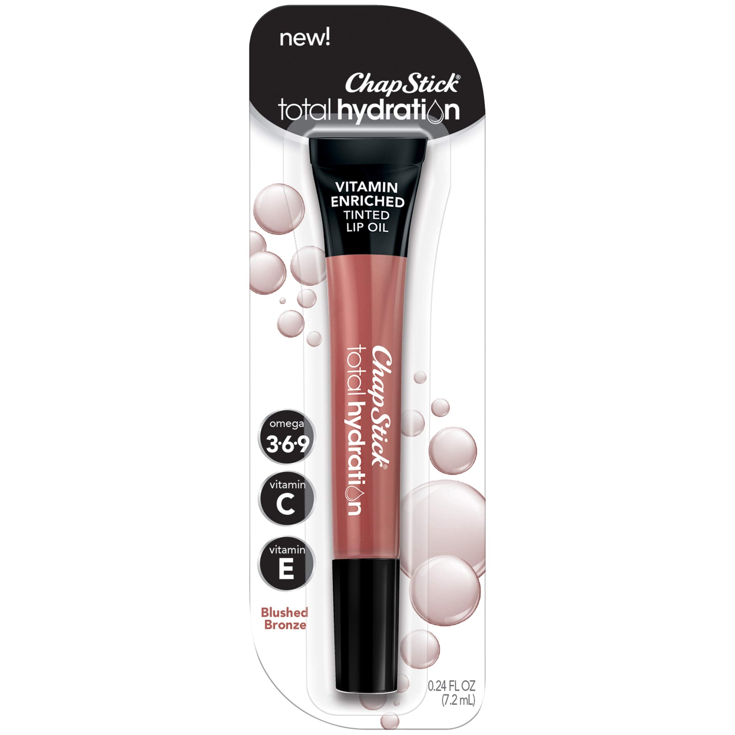 ChapStick Blushed Bronze tube front view showing compact travel-ready design and convenience