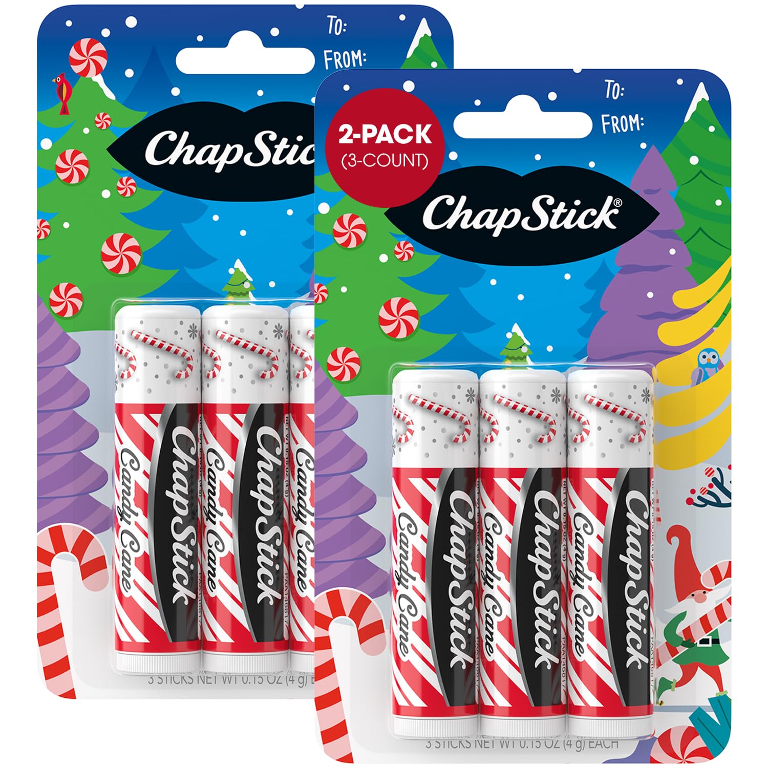 ChapStick Candy Cane front view showing six tubes and gift appeal