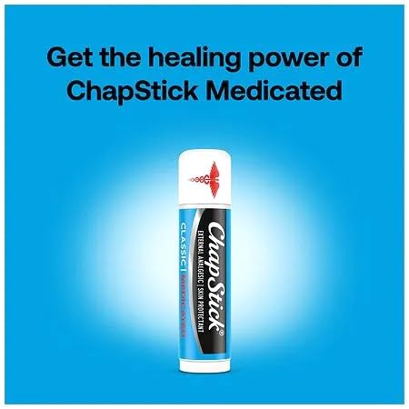 ChapStick classic medicated used outdoors in cold weather providing protective comfort