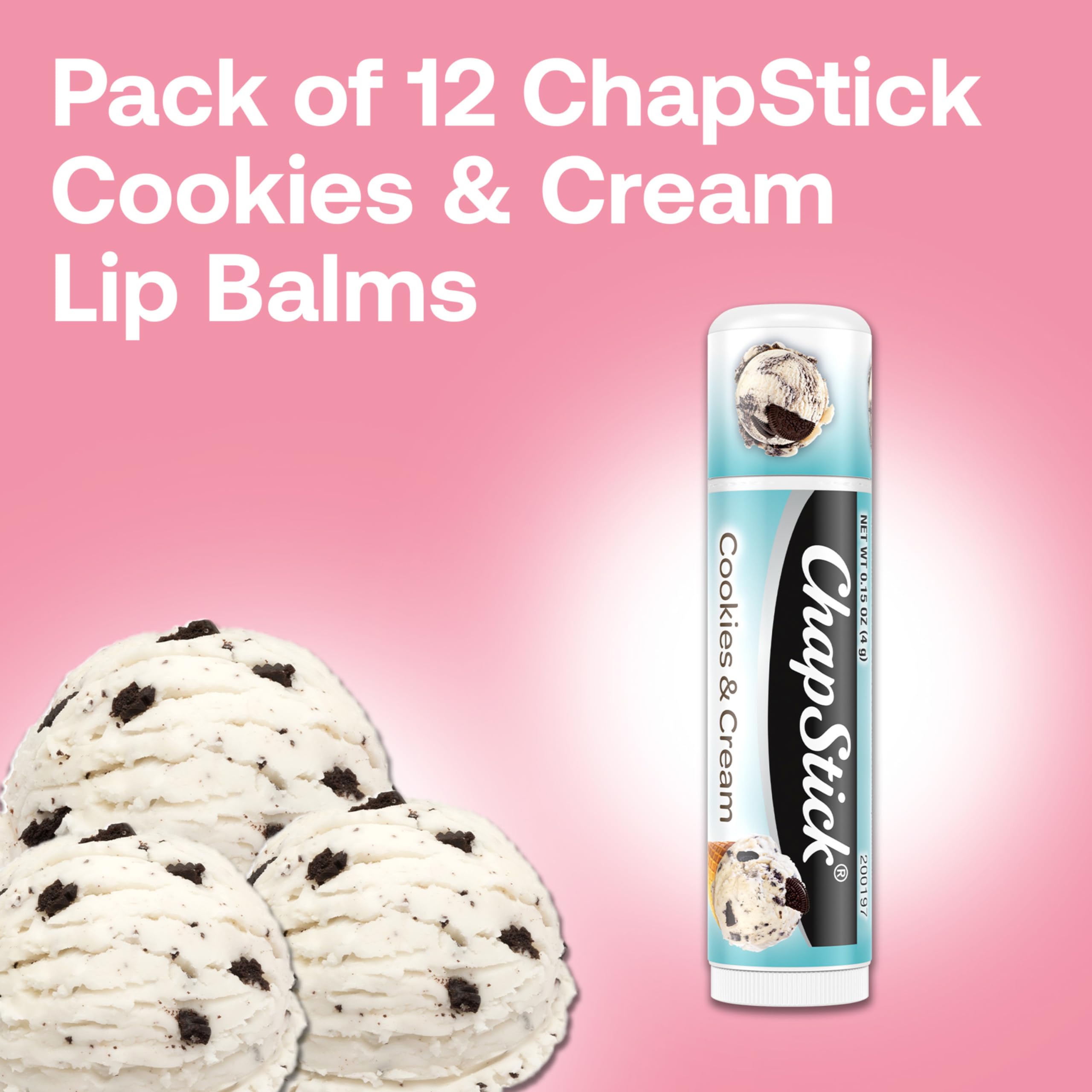 ChapStick closeup cap and label highlighting brand and easy-grip twist benefit