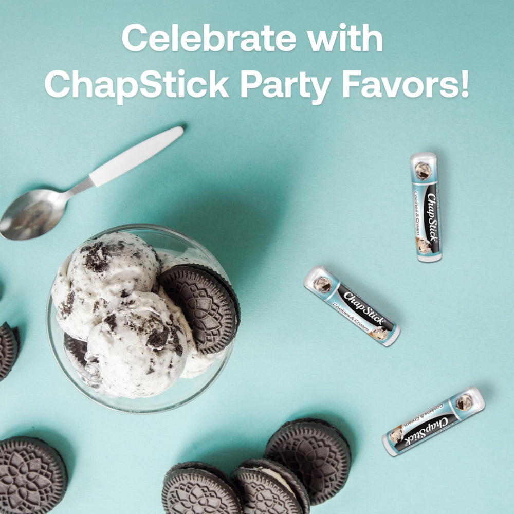 ChapStick arranged in favor bags for parties showcasing gifting convenience benefit