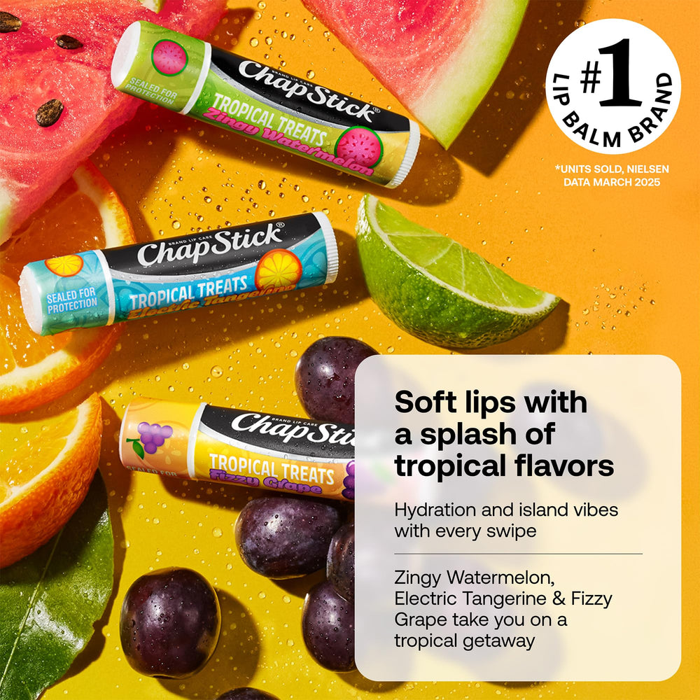 ChapStick Electric Tangerine stick open to show smooth balm and bright scent