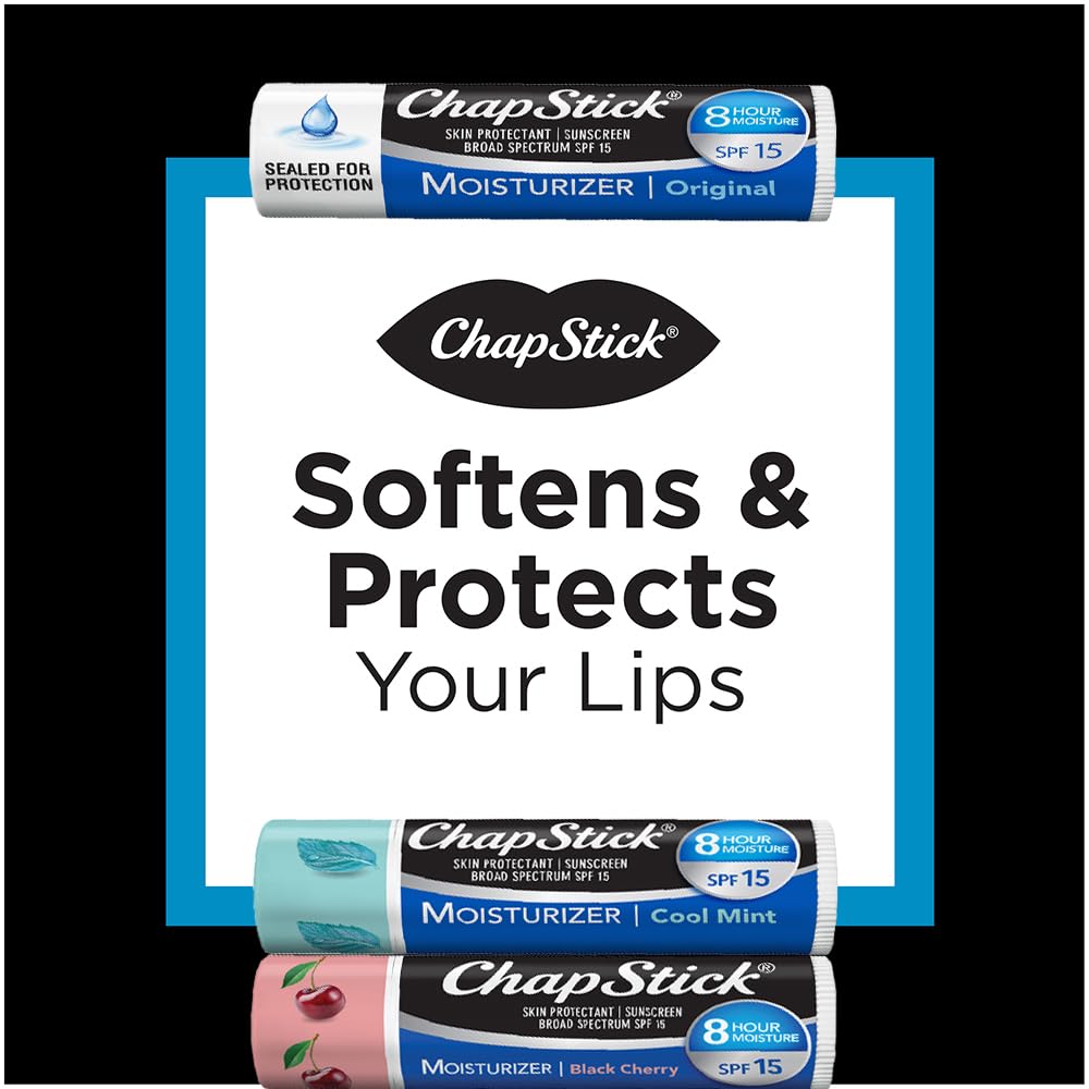 ChapStick ingredients label highlighting aloe and vitamin E for soothing hydration benefit