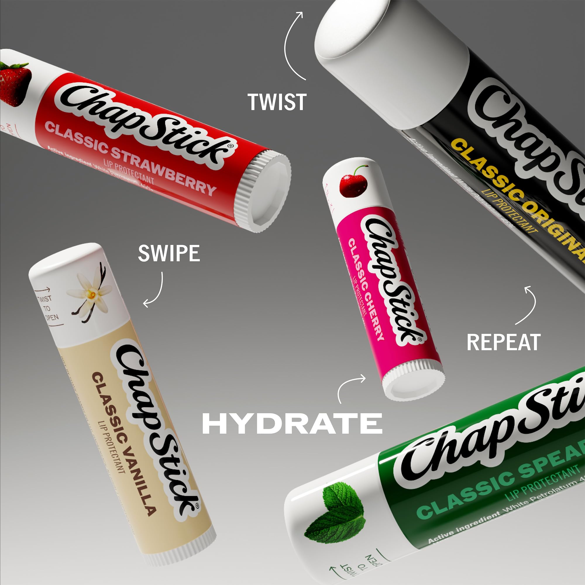 ChapStick label and ingredients panel highlighting paraben-free formulation