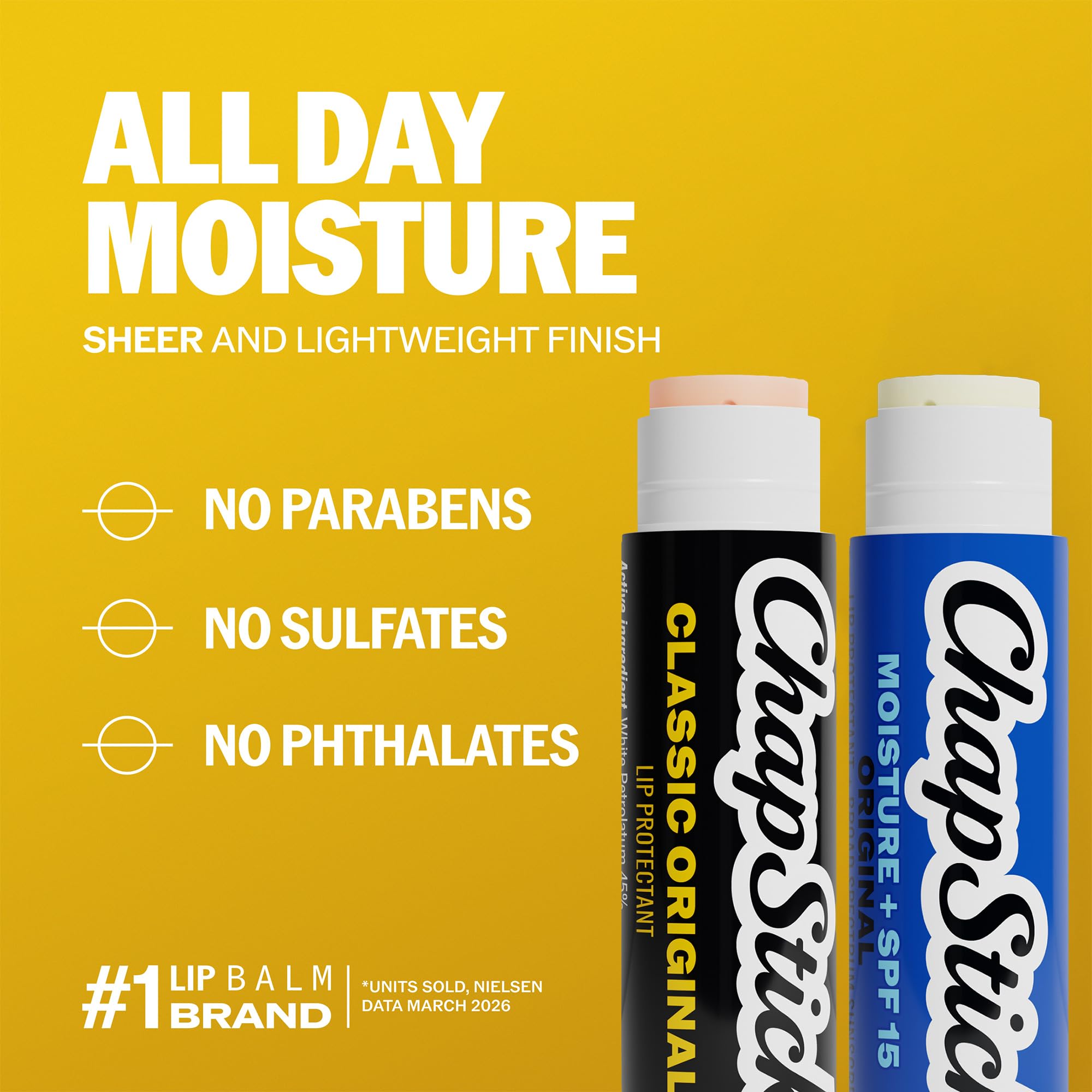 ChapStick next to coin to show compact 0.15 oz travel size