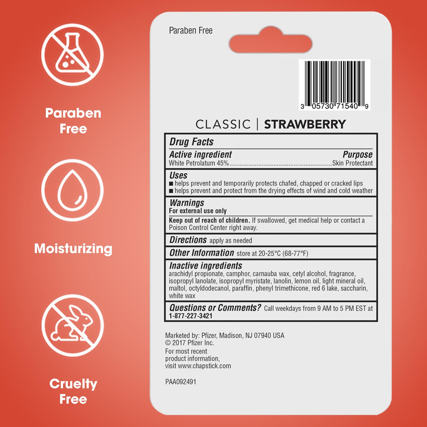 Close-up of ChapStick label showing brand and clear product information