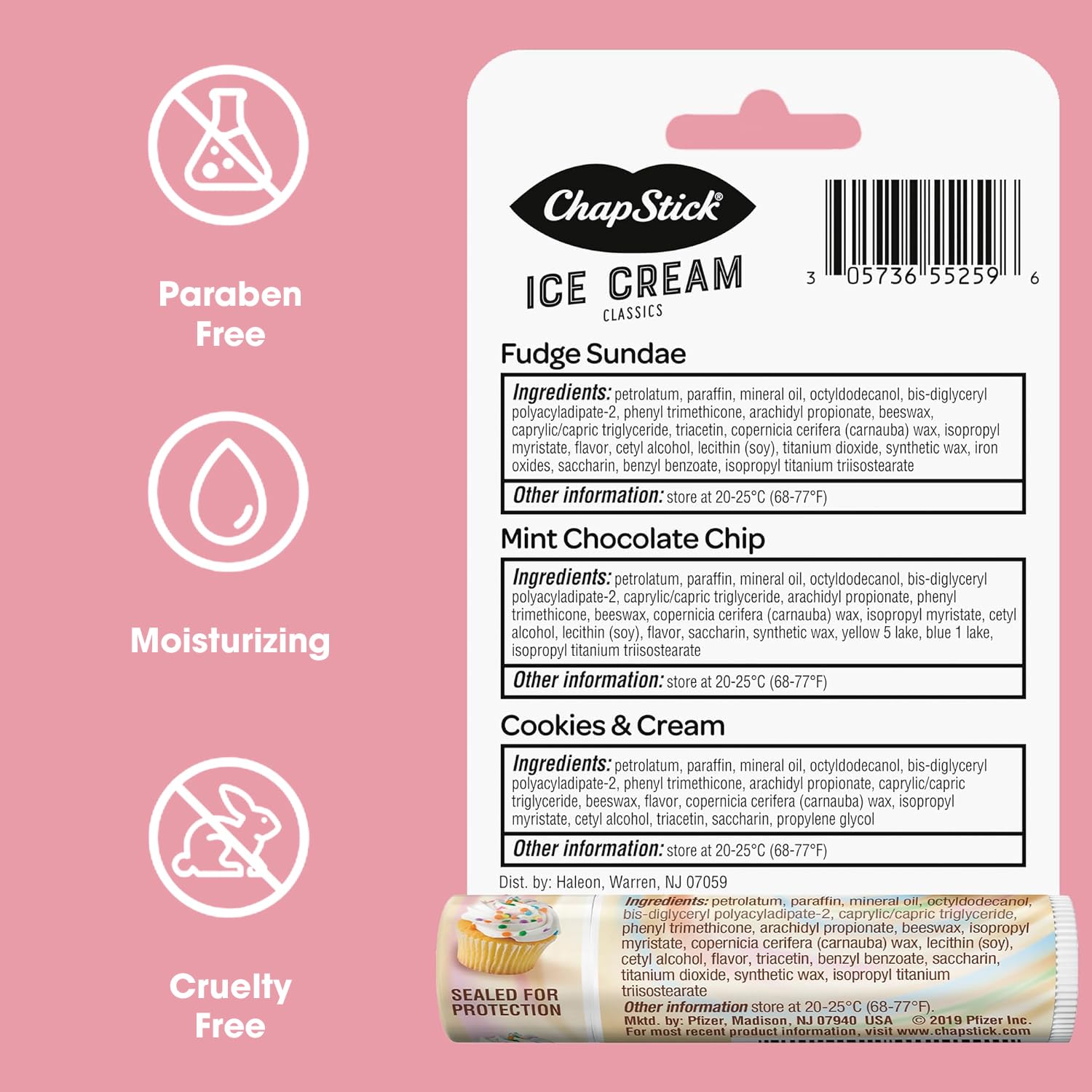 Two Cake Batter ChapStick tubes close-up emphasizing everyday backup