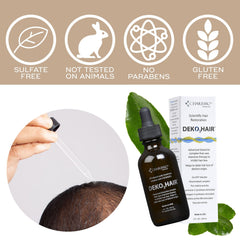 Charismo Dekohair label detail listing key vitamins and botanicals