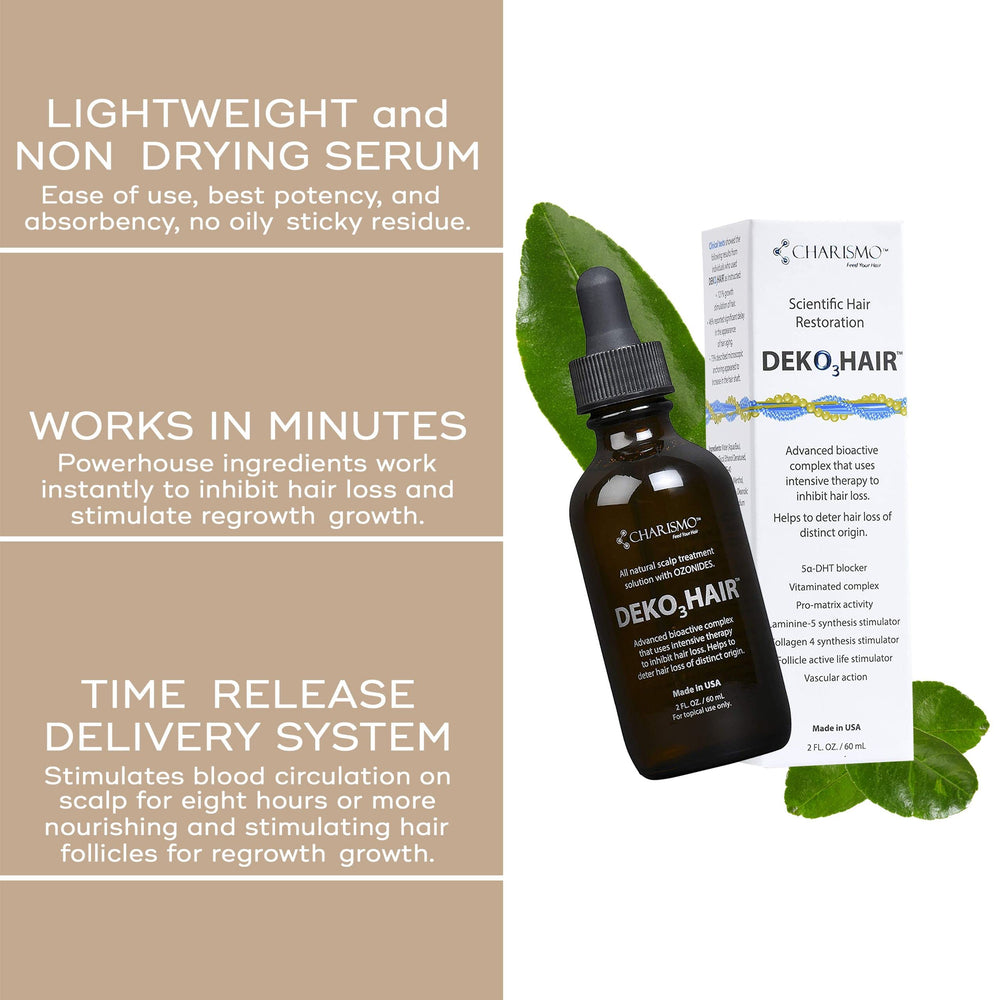 Charismo Dekohair bottle next to ruler showing product size