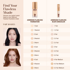Charlotte Tilbury applied by model demonstrating natural matte, blurred skin