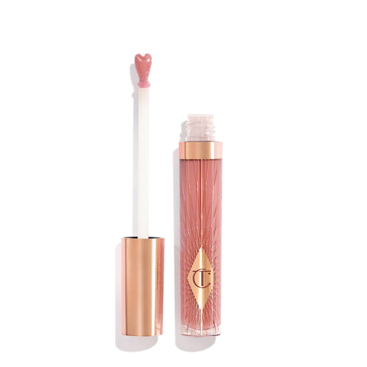 Charlotte Tilbury Collagen Lip Bath front tube showing Pillow Talk Fair shine and hydration benefit