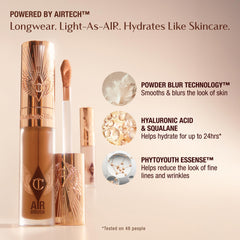 Charlotte Tilbury concealer ingredients label showcasing hyaluronic acid benefit