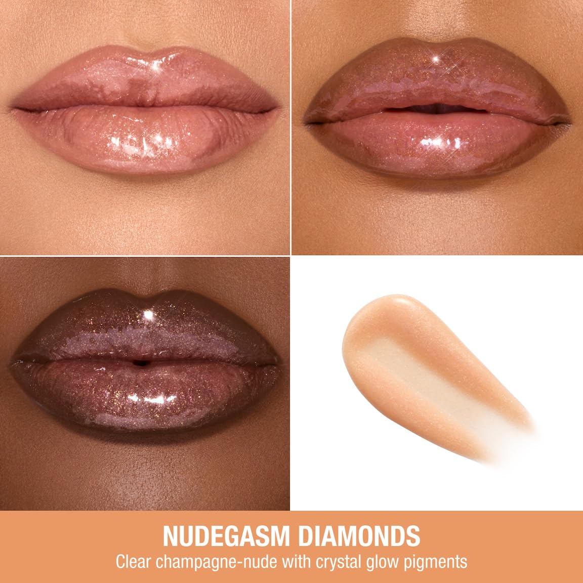Charlotte Tilbury diamond applicator close-up for precise, even gloss application benefit