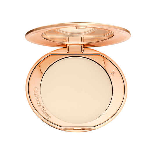 Charlotte Tilbury front compact closed showing sleek packaging and portable benefit