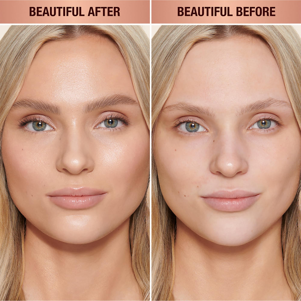 Charlotte Tilbury texture swipe highlighting blendable tint and dewy finish