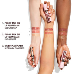 Charlotte Tilbury label detail with ingredient callouts emphasizing plumping benefits