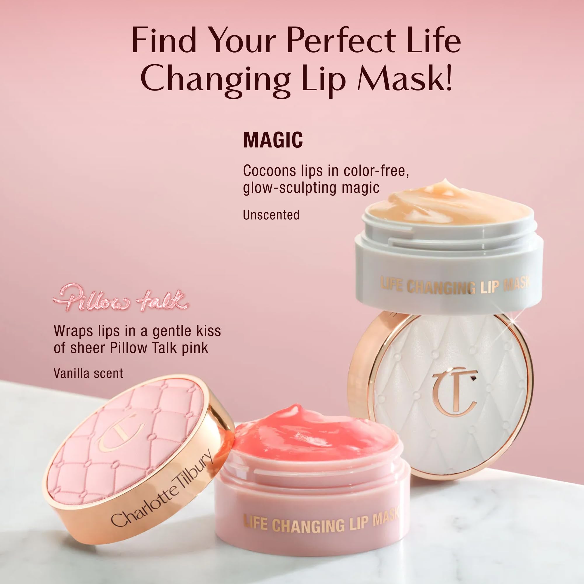 Charlotte Tilbury lip mask placed on bedside table for overnight treatment