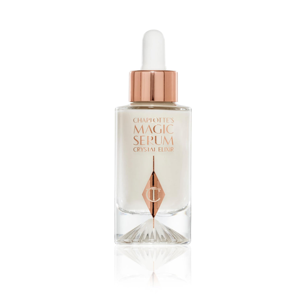 Charlotte Tilbury bottle front packaging showing elegant design and benefit