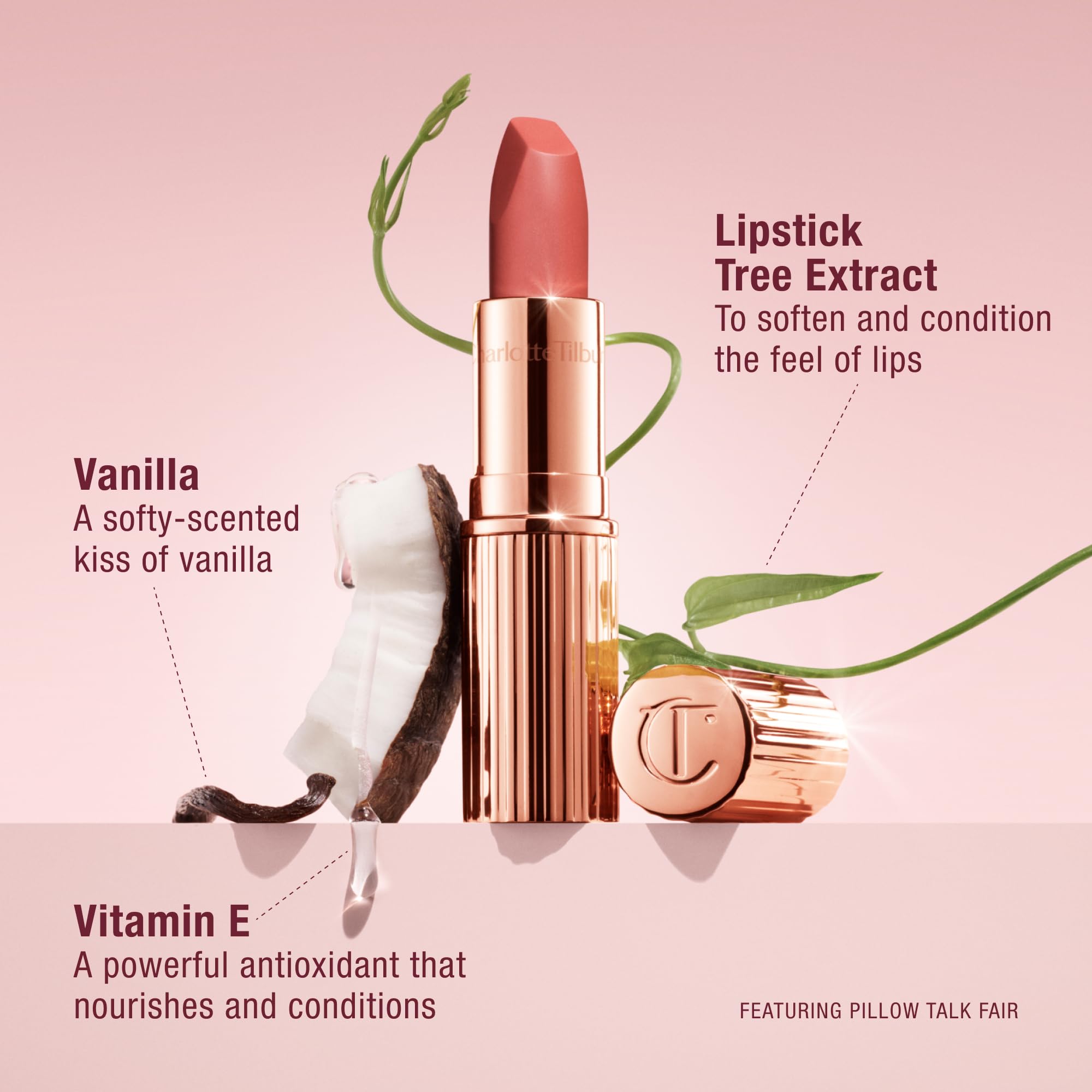 Charlotte Tilbury lipstick swatch on arm demonstrating buildable berry color