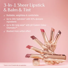 Charlotte Tilbury lip application closeup demonstrating sheer tint finish