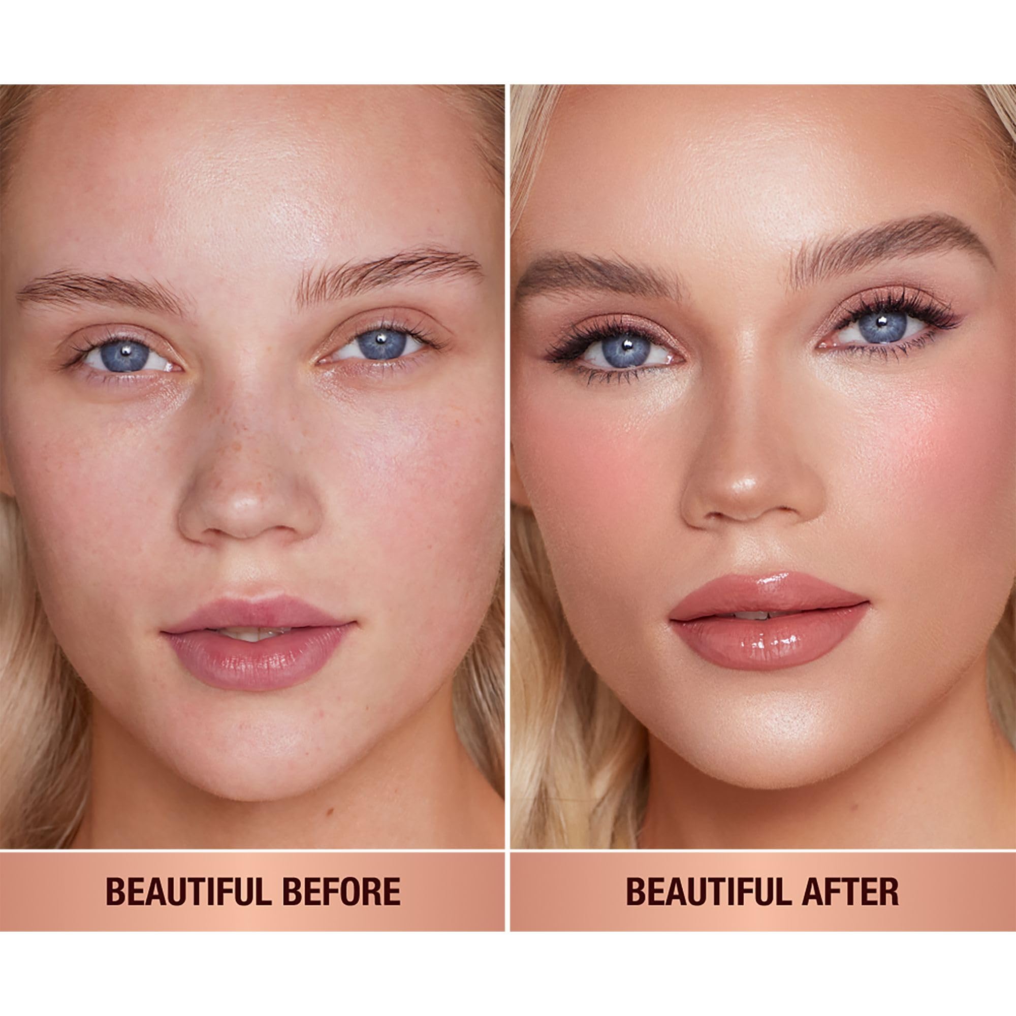Charlotte Tilbury texture swatch on skin showing blendable matte finish benefit