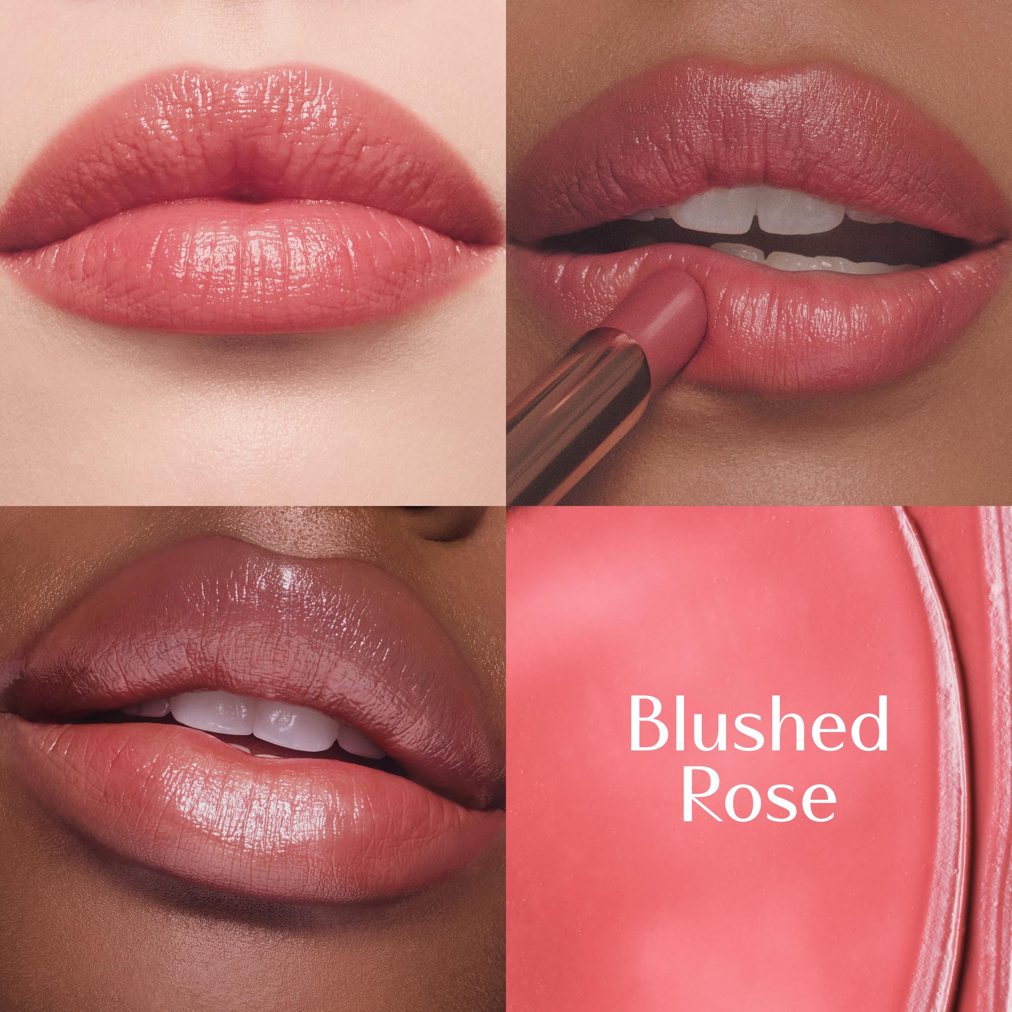 Charlotte Tilbury texture swipe on arm showing dewy, sheer blushed-rose finish and blendability